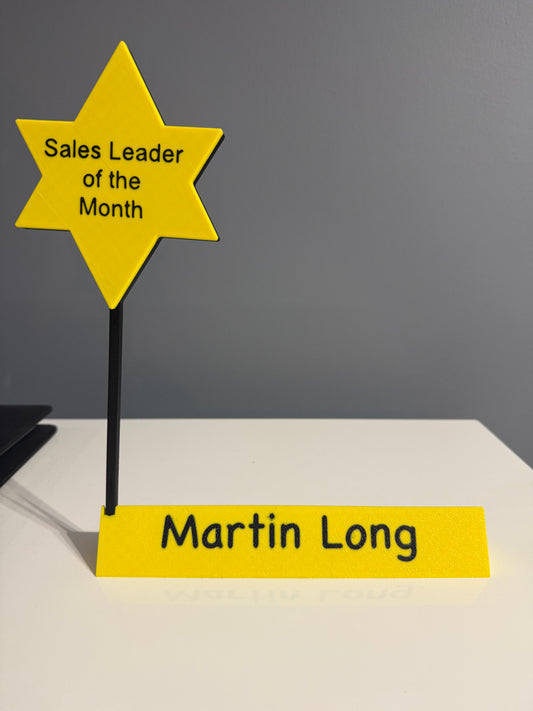 Personalised Desk Name plate with award holder