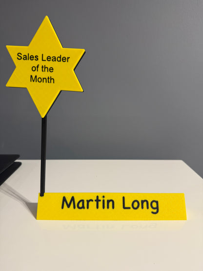 Personalised Desk Name plate with award holder